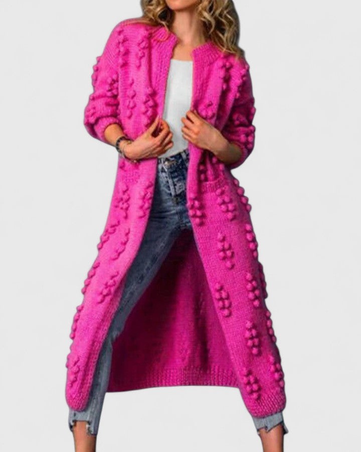 Rose Red bobble knit longline cardigan