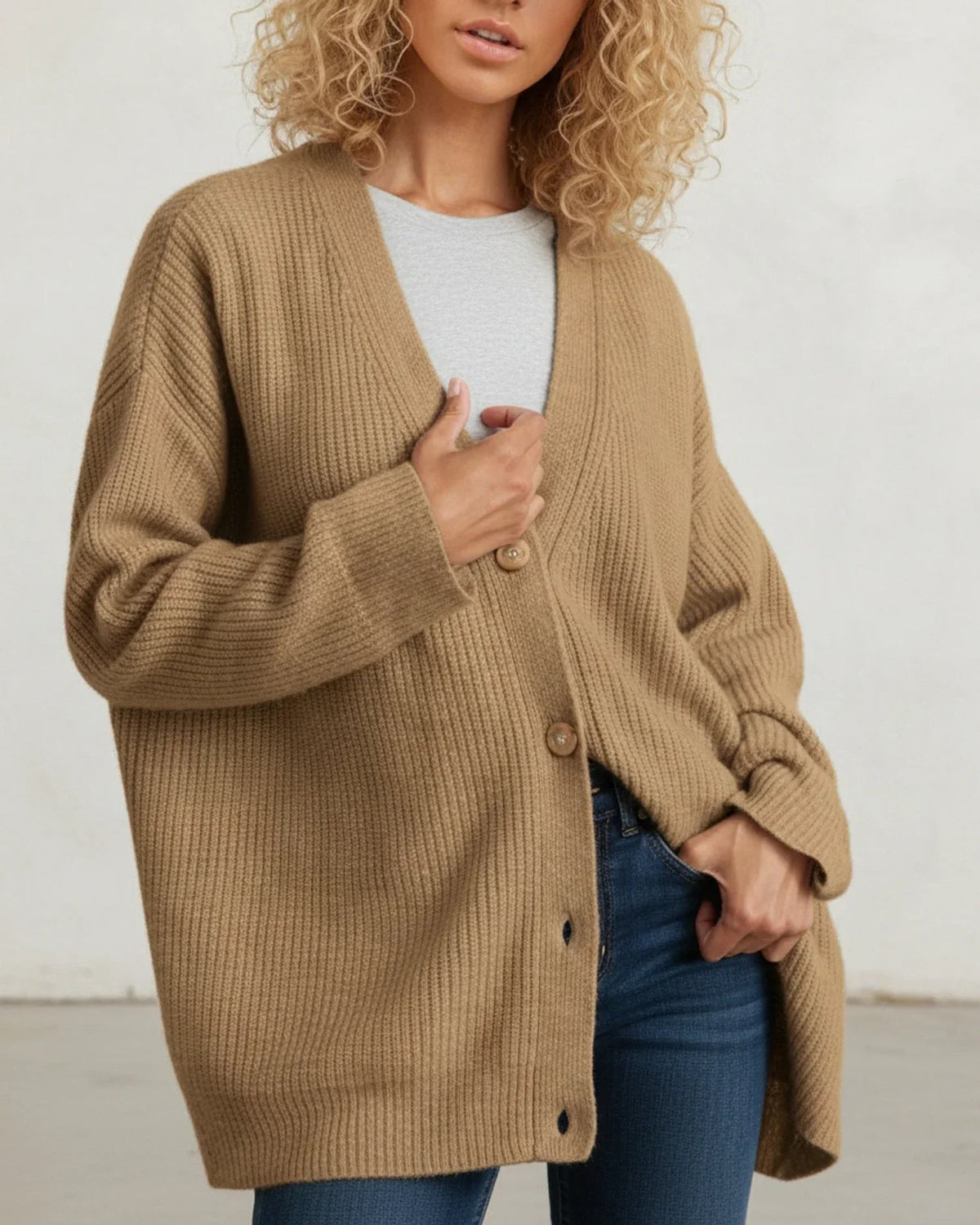 Khaki breton stripe oversized cardigan