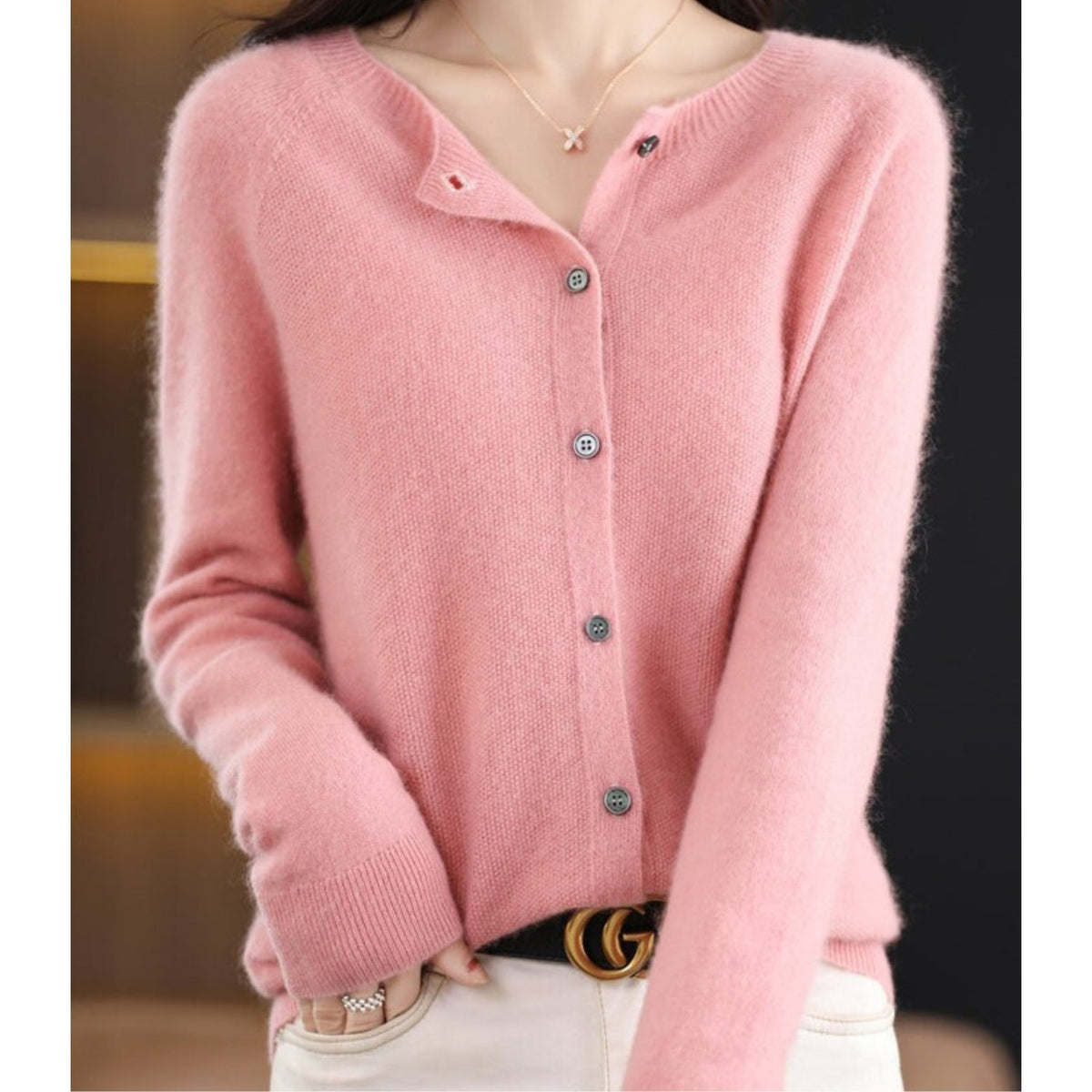 Light Pink button-up knit cardigan