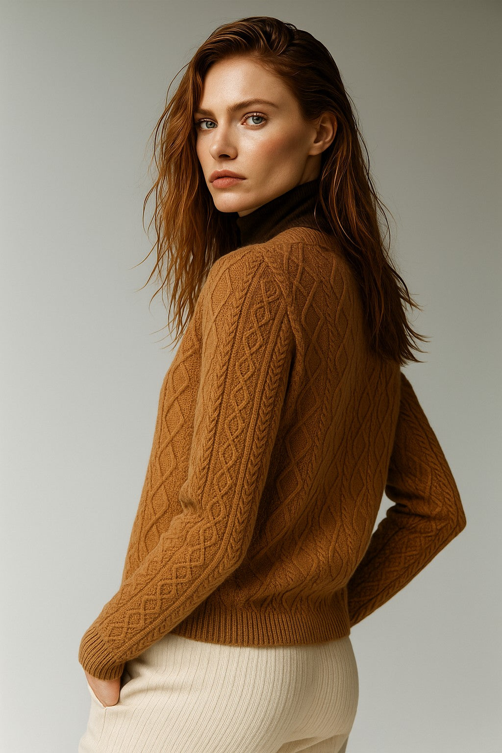 Cable-knit button cardigan