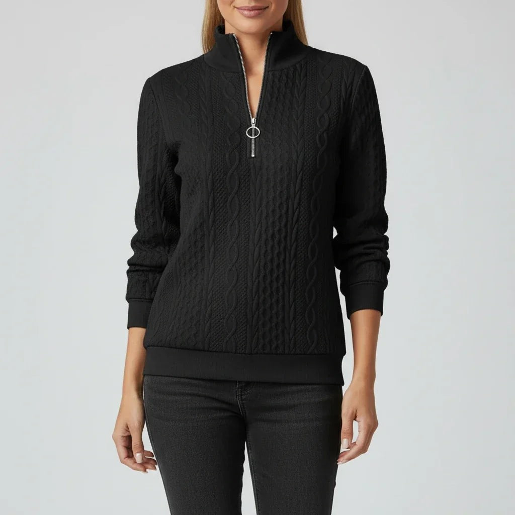 Cable knit quarter-zip jumper
