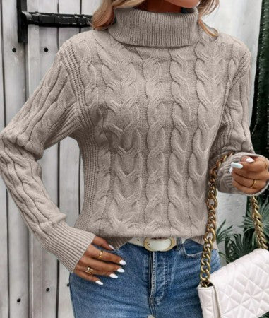 Apricot cable knit roll neck jumper