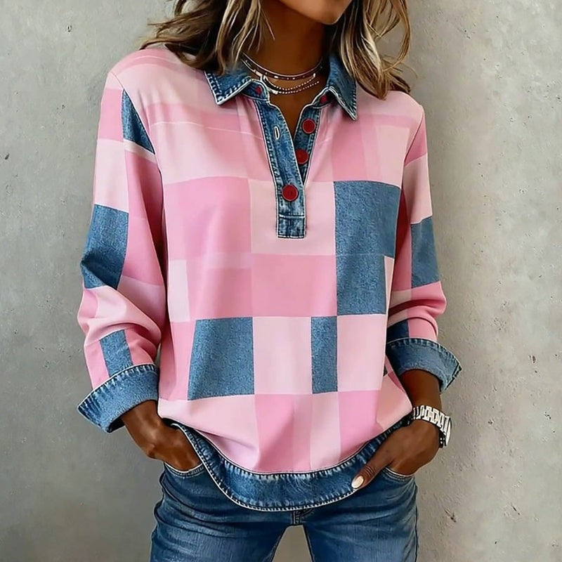 Checked polo sweatshirt