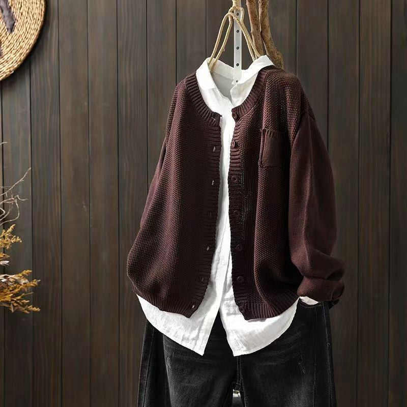 Chunky knit cardigan with patch pocket