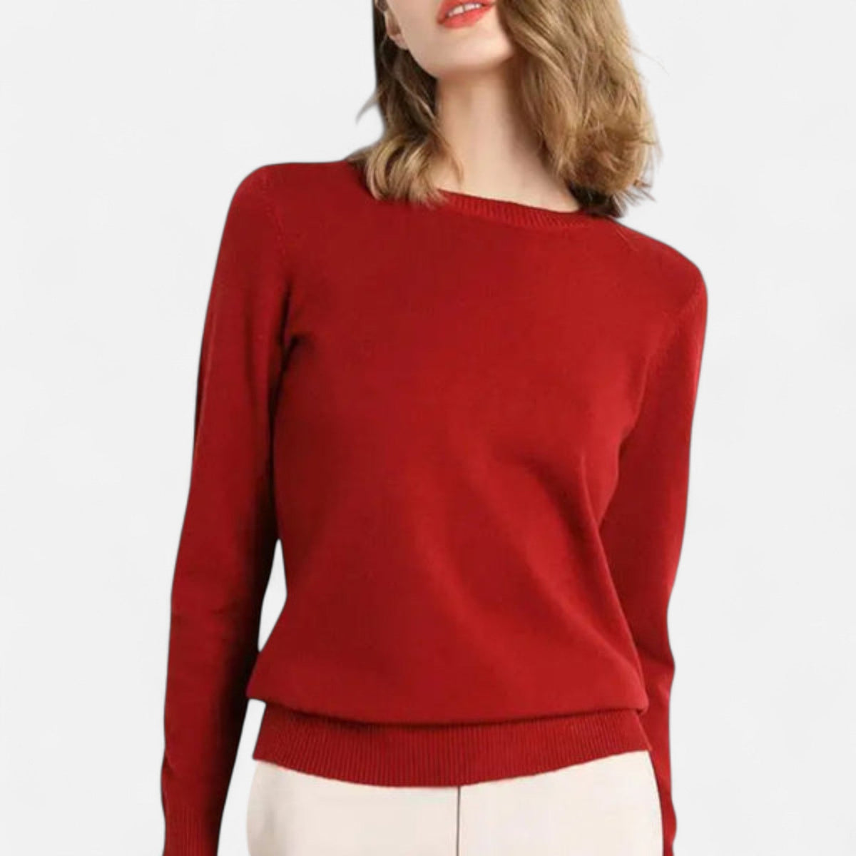 Red classic crew neck jumper