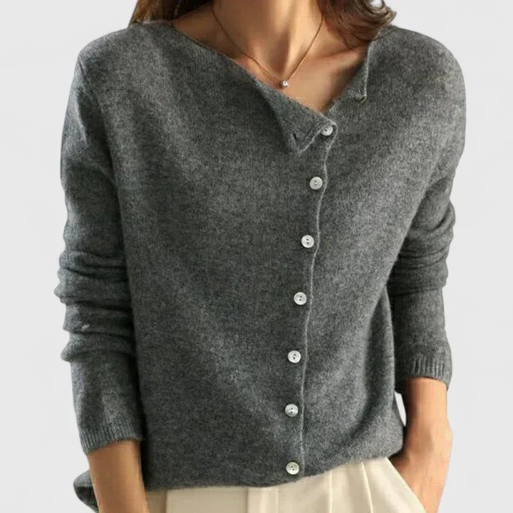 Gray collared button cardigan
