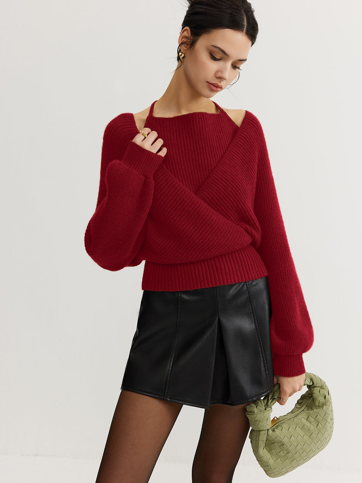 Crossover wrap jumper