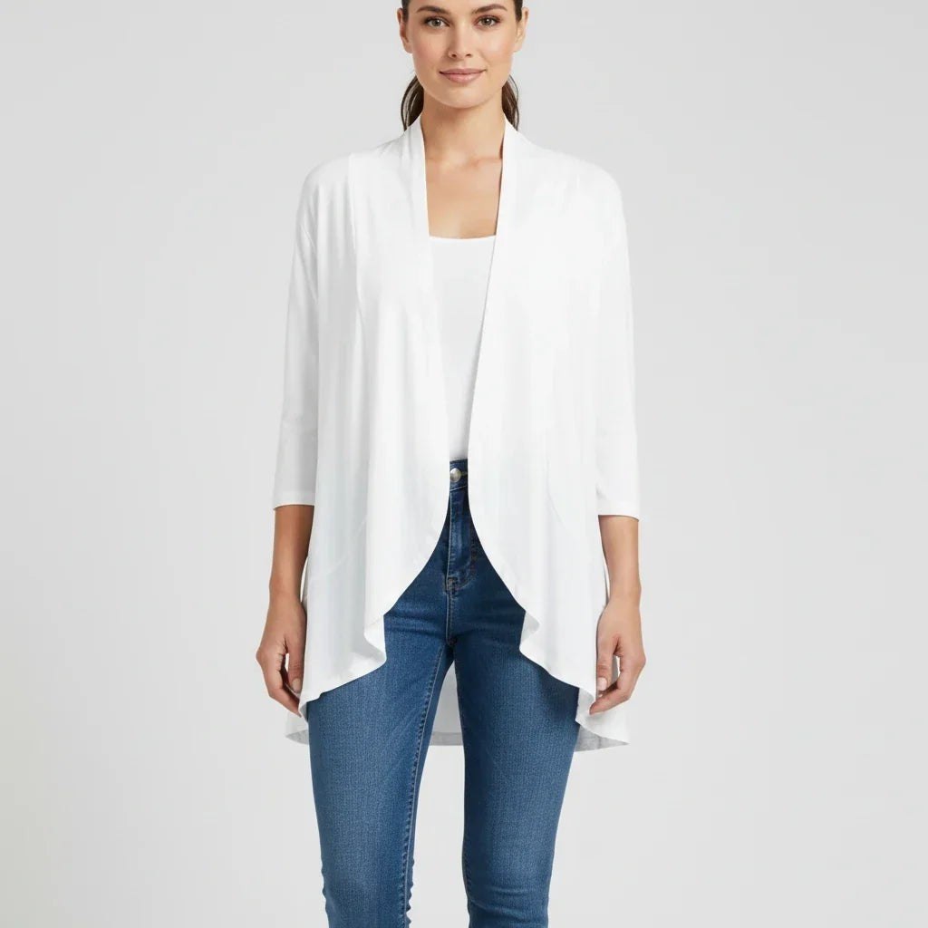 White draped waterfall cardigan