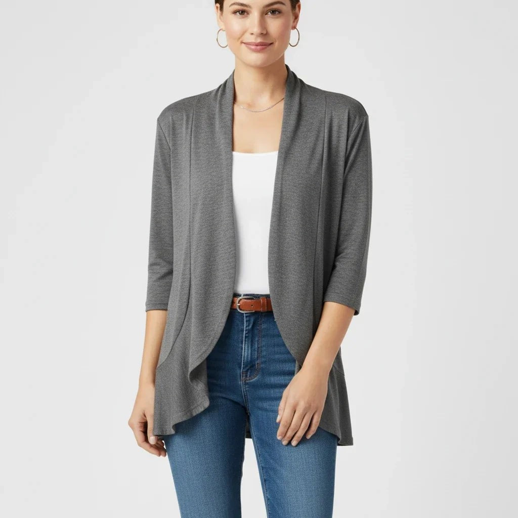 Gray draped waterfall cardigan