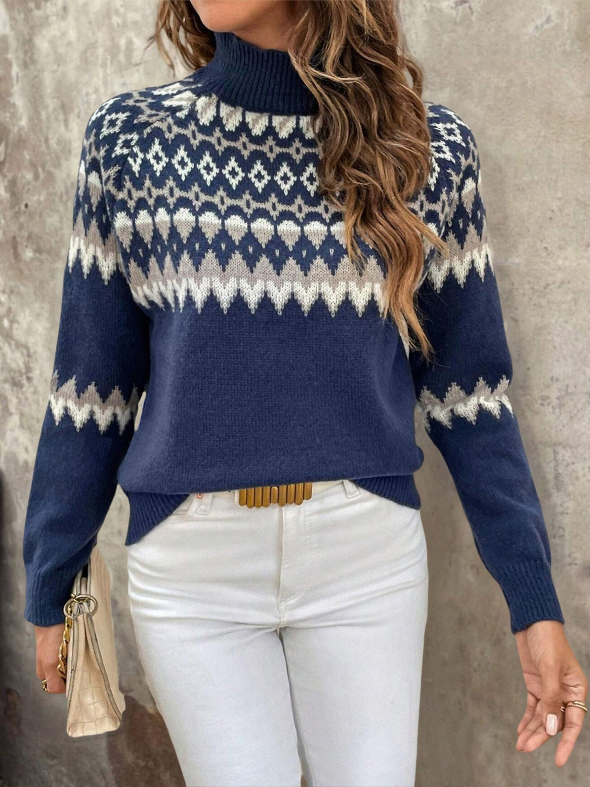 Fair isle roll neck jumper