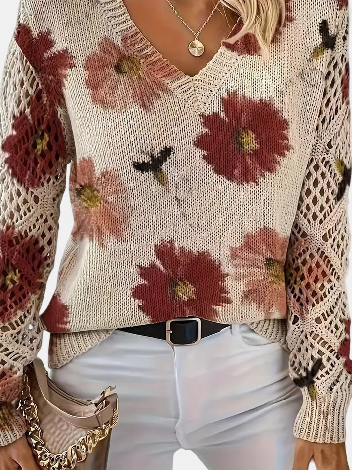Floral v-neck jumper