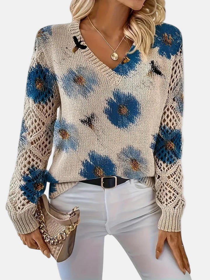 Floral v-neck jumper