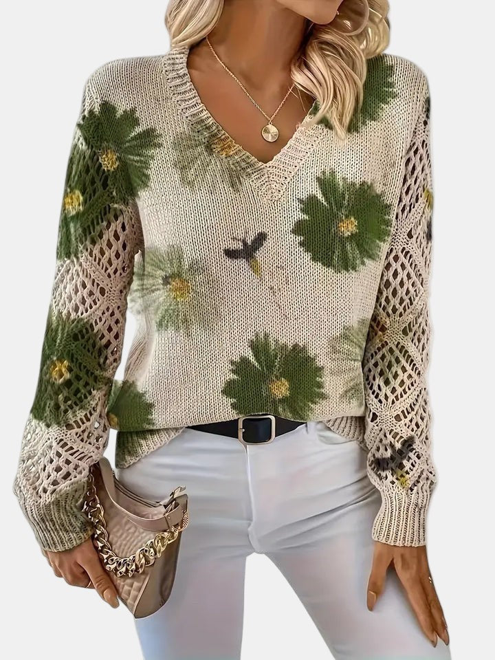 Floral v-neck jumper