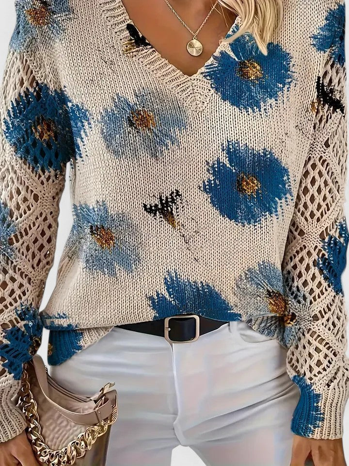 Floral v-neck jumper