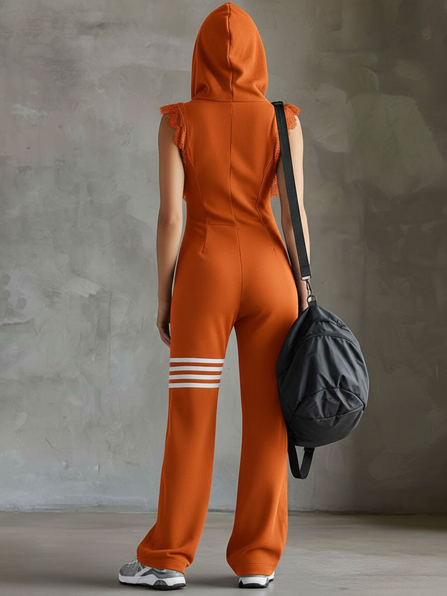 Hooded sleeveless jumpsuit