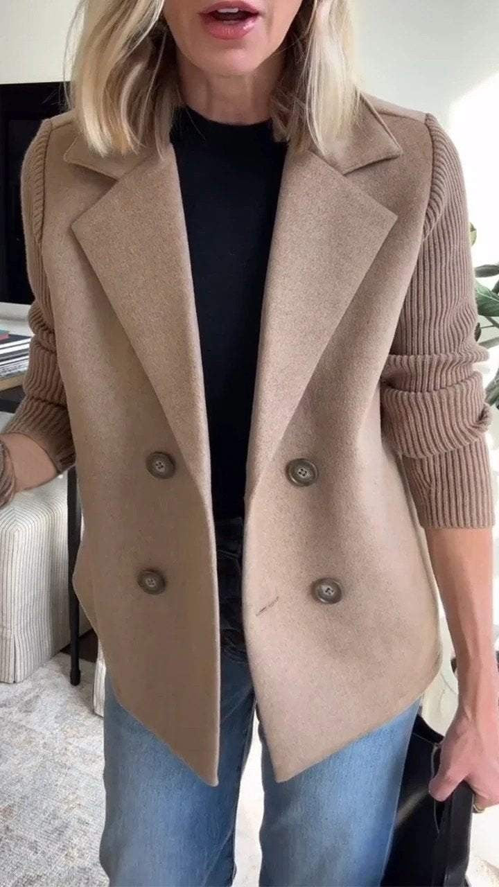 Knit-sleeve tailored blazer