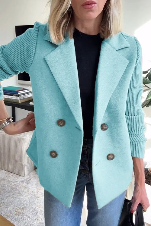 Light Blue knit-sleeve tailored blazer