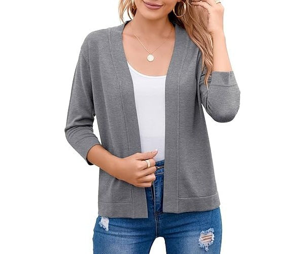 Dark Gray lightweight open-front cardigan