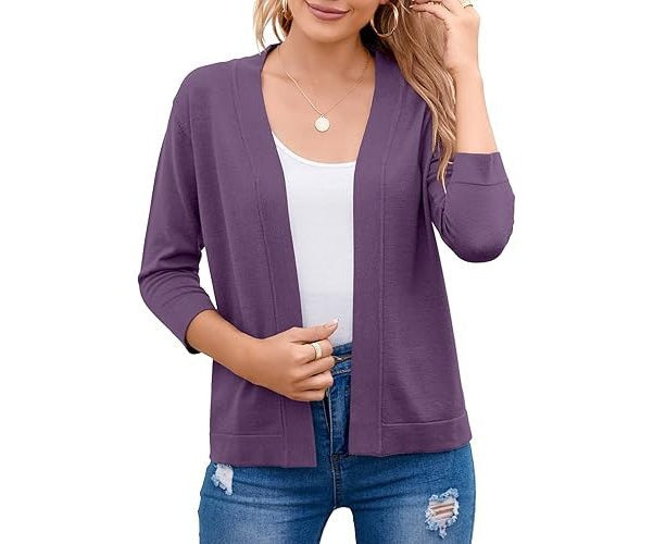 Purple lightweight open-front cardigan