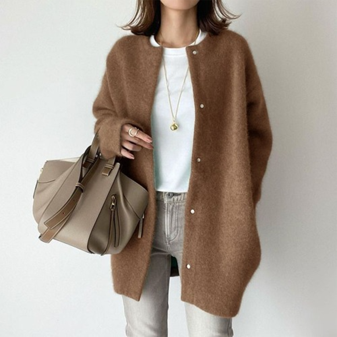 Caramel Brown longline button cardigan