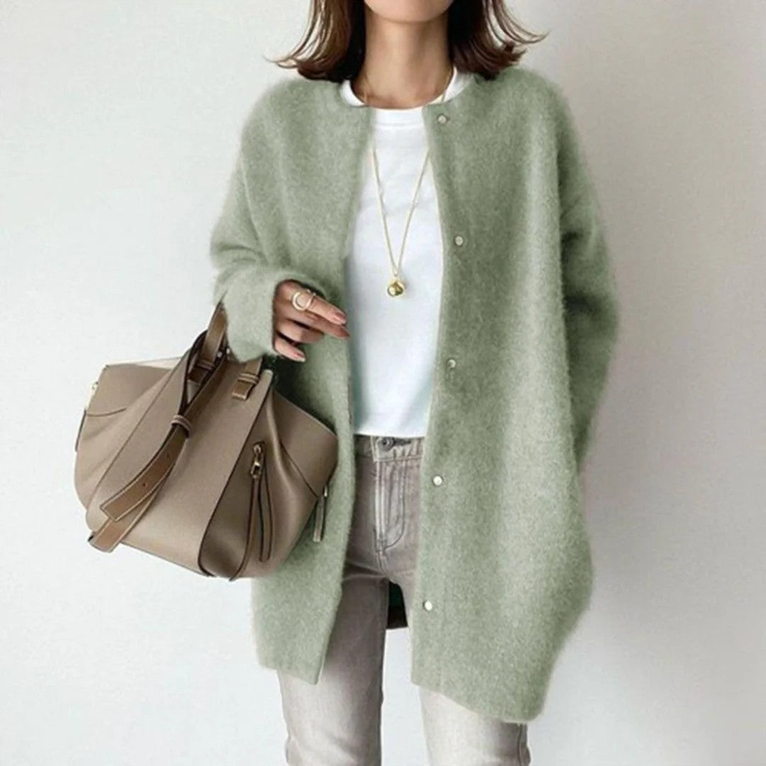 Green longline relaxed knit cardigan