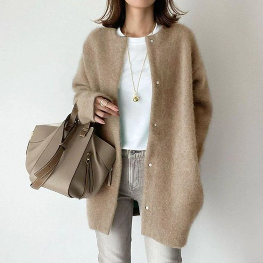 Khaki longline relaxed knit cardigan