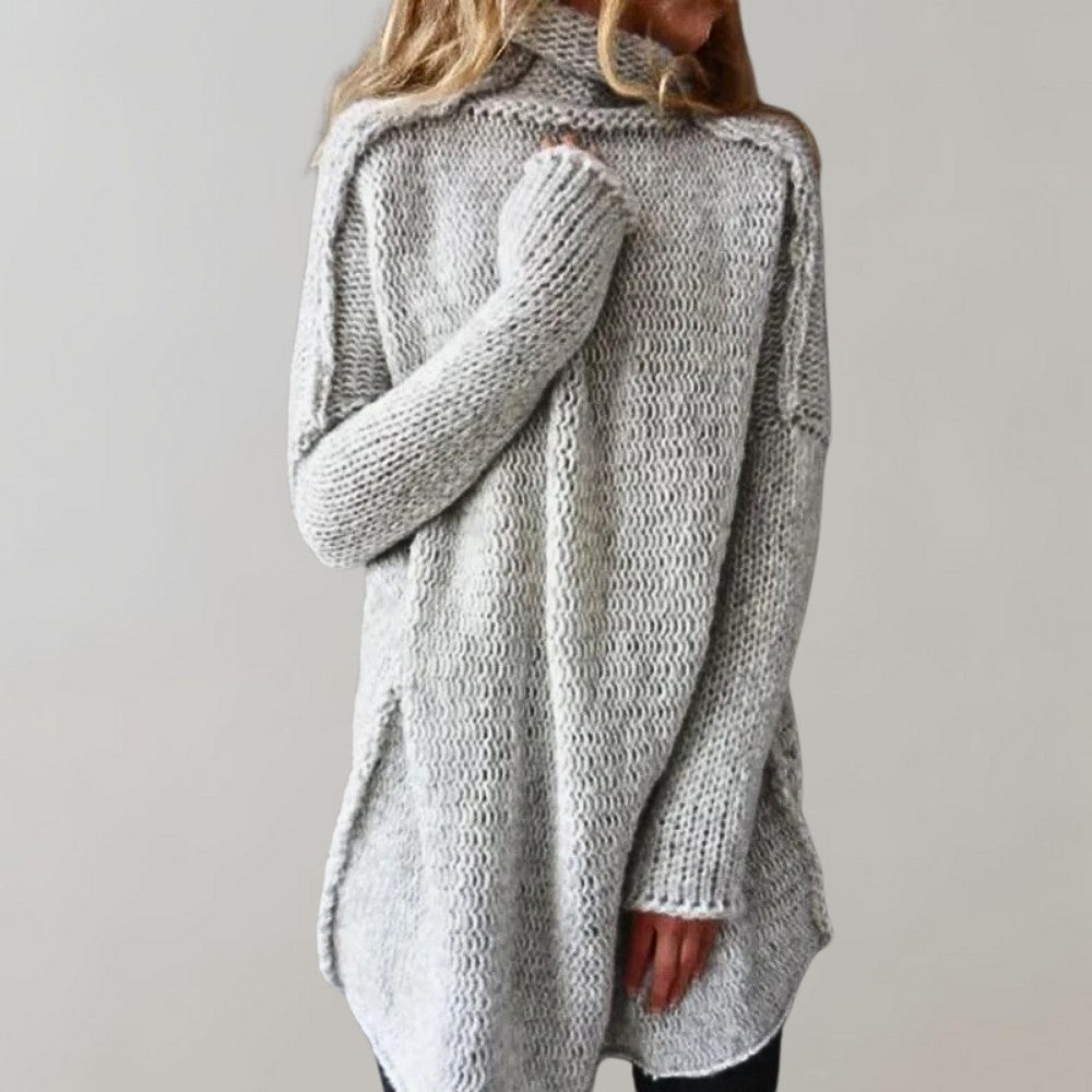 Gray longline roll neck jumper