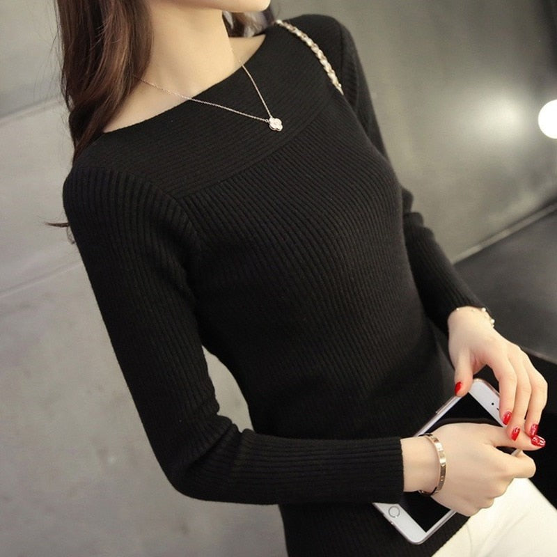 Merino wool boat neck jumper