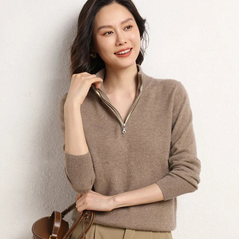 Merino wool half zip jumper