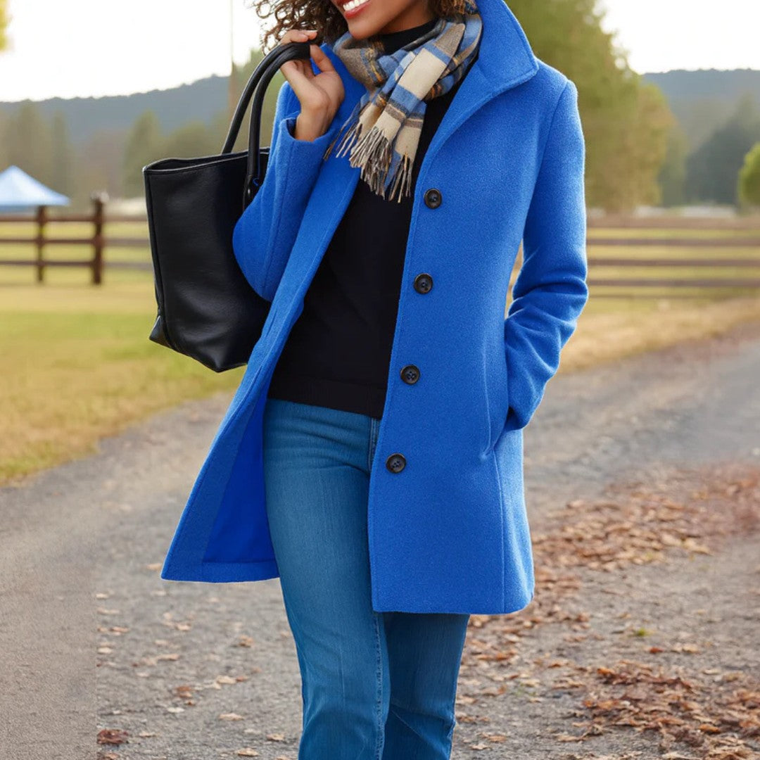 Blue notch-collar wool coat
