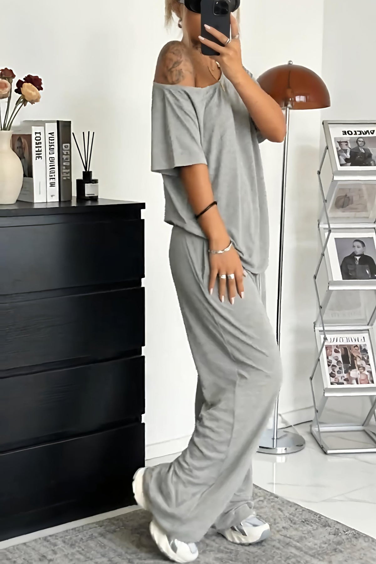 Off-shoulder loungewear co-ord