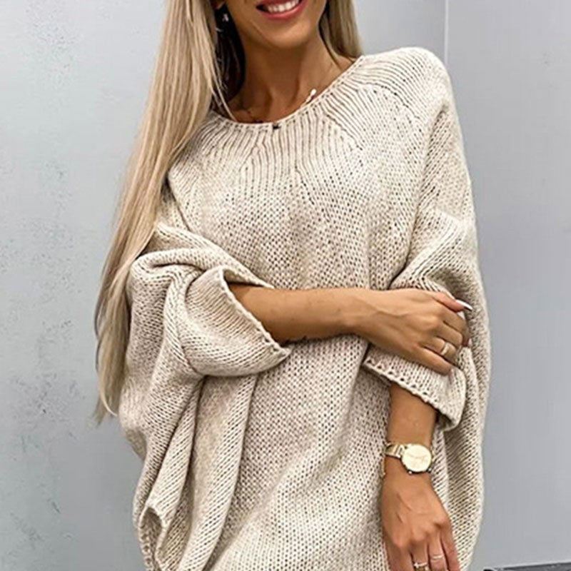 Brown oversized batwing knit jumper