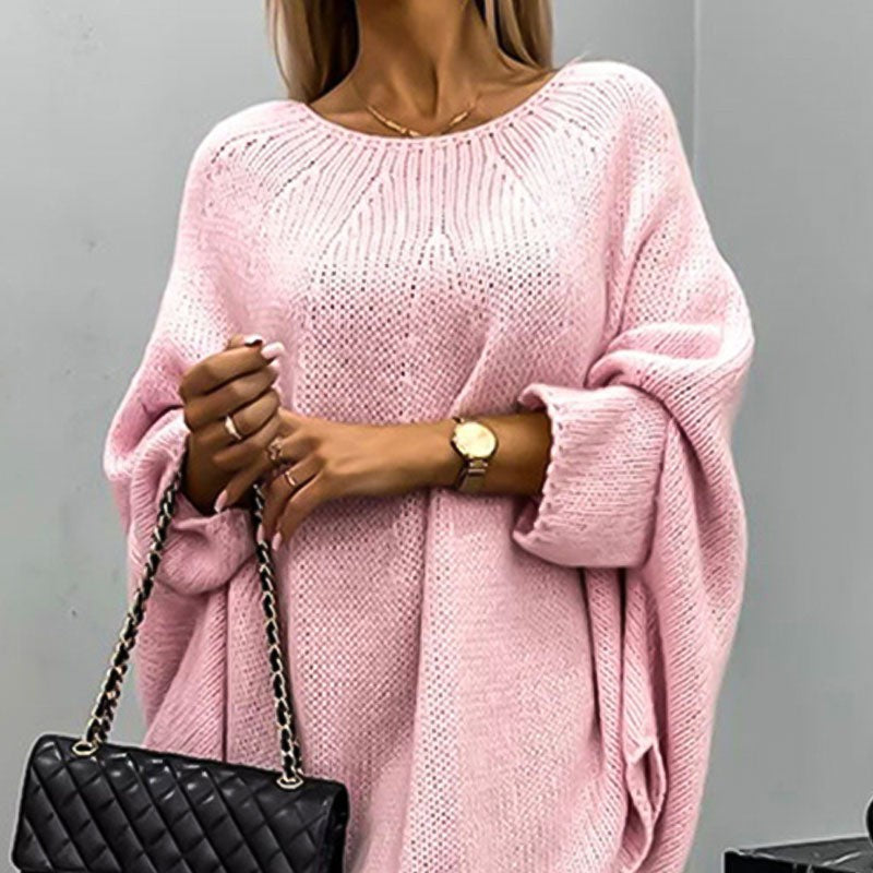 Pink oversized batwing knit jumper