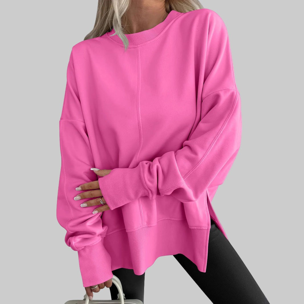 bright pink oversized crew neck sweatshirt