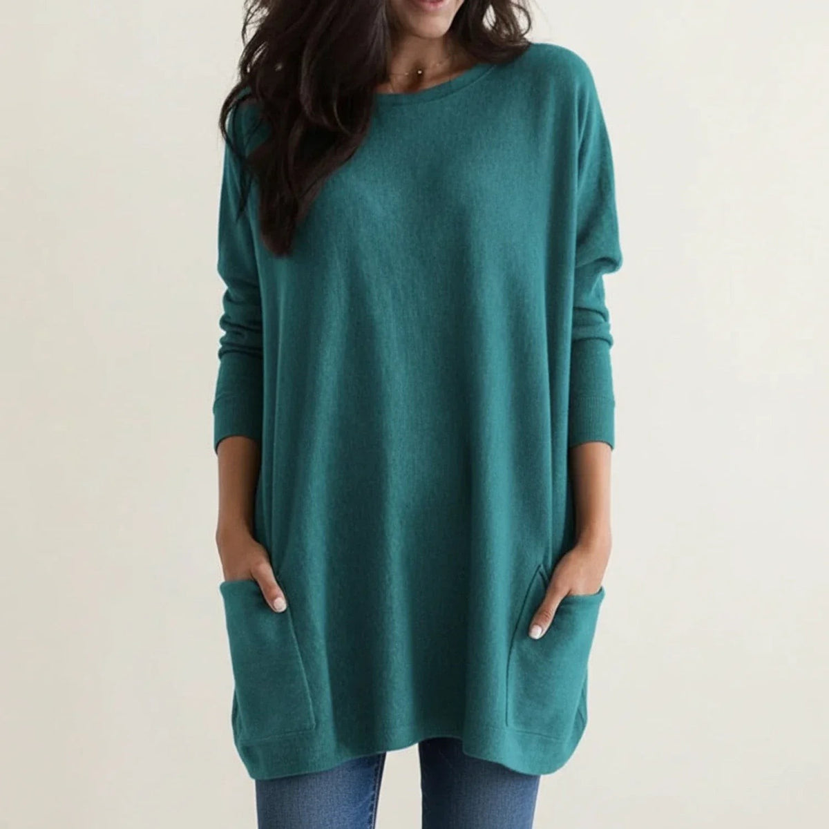 Teal oversized longline jumper