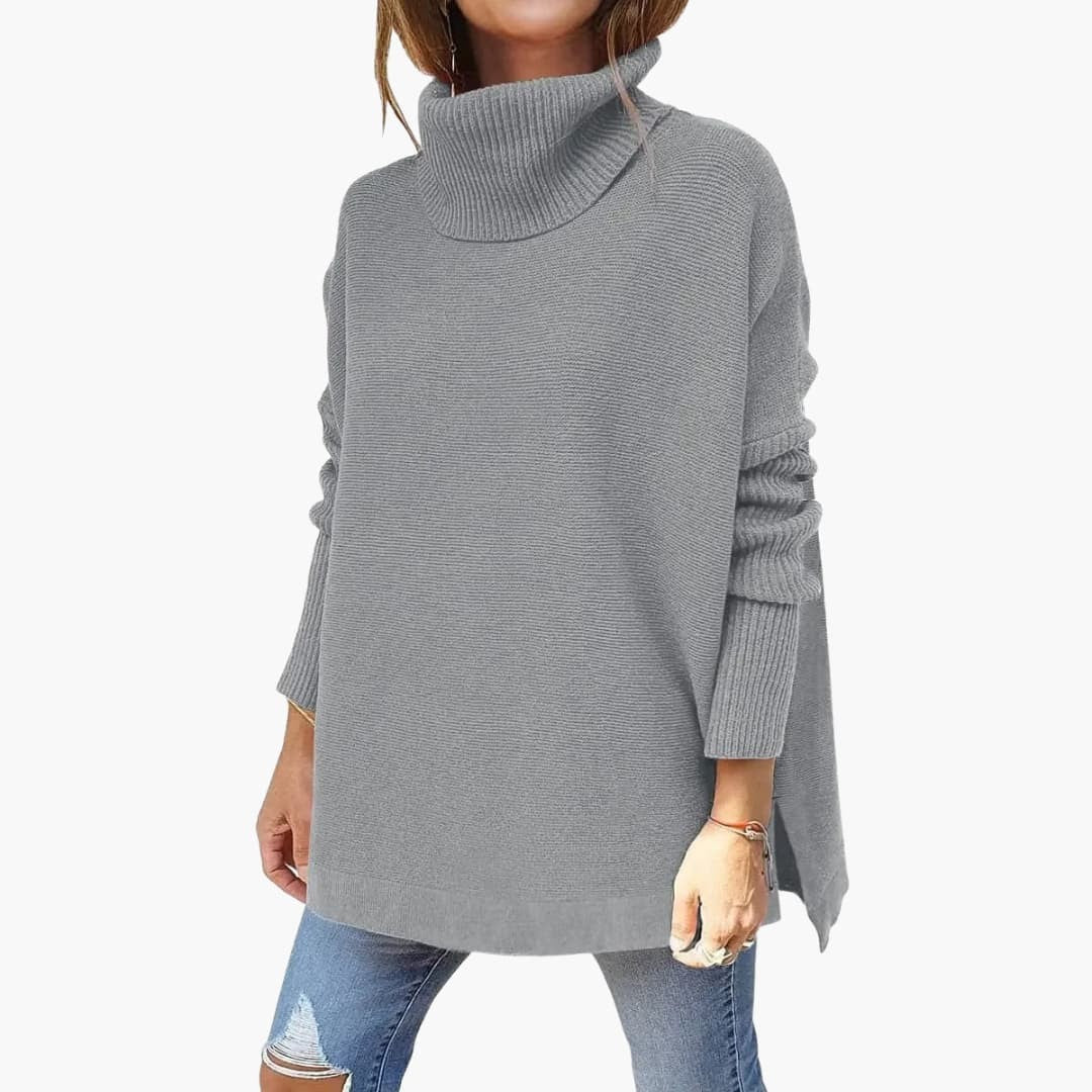 Gray oversized roll neck jumper
