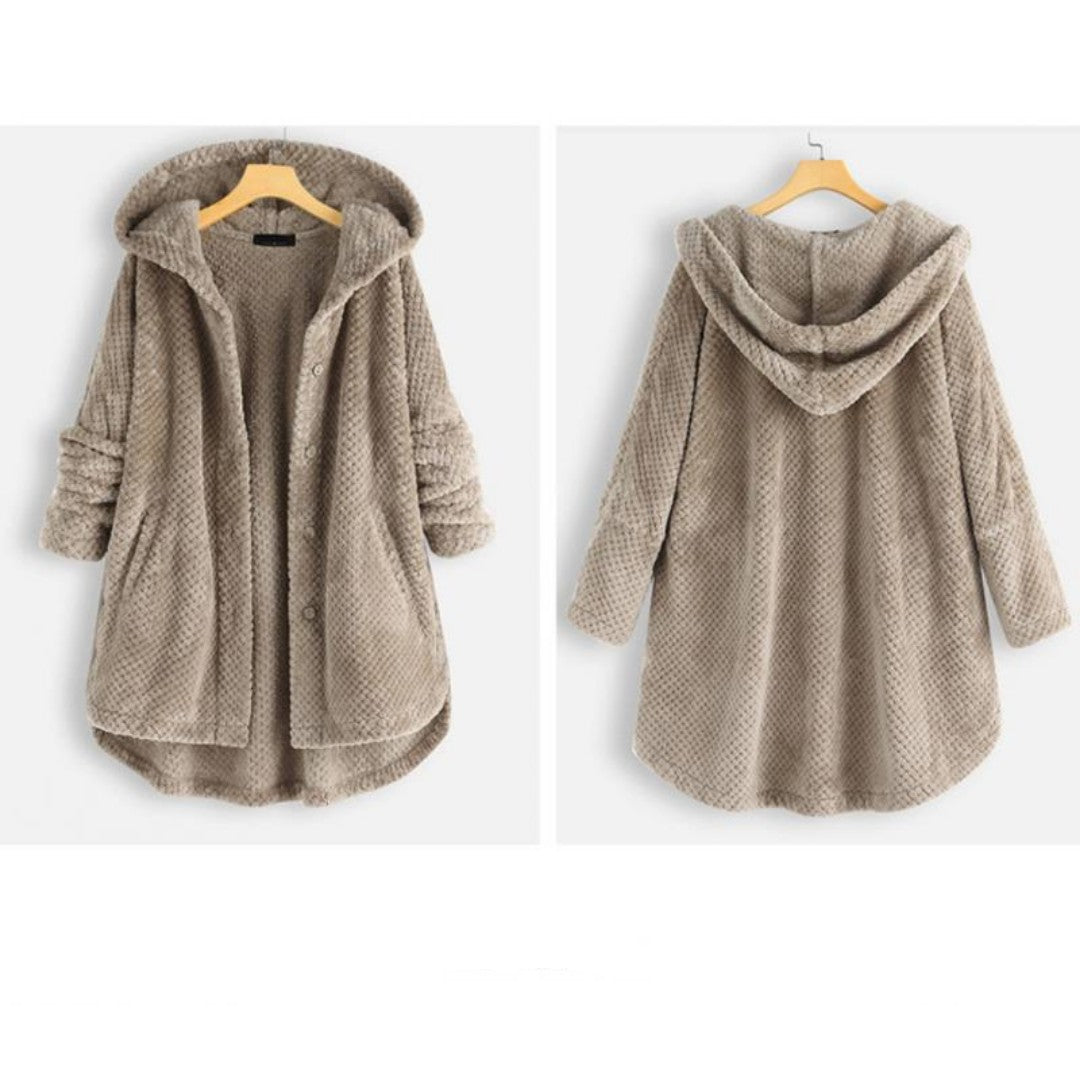 Plush fleece hooded coat