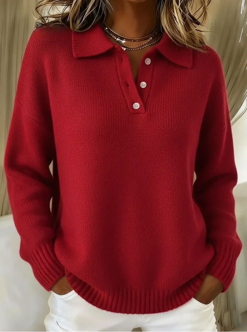 Polo collar knit jumper