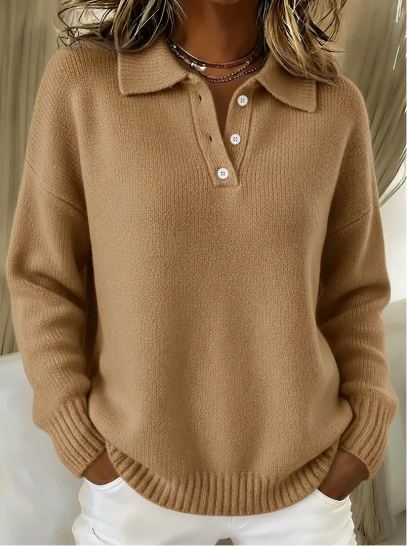 Polo collar knit jumper