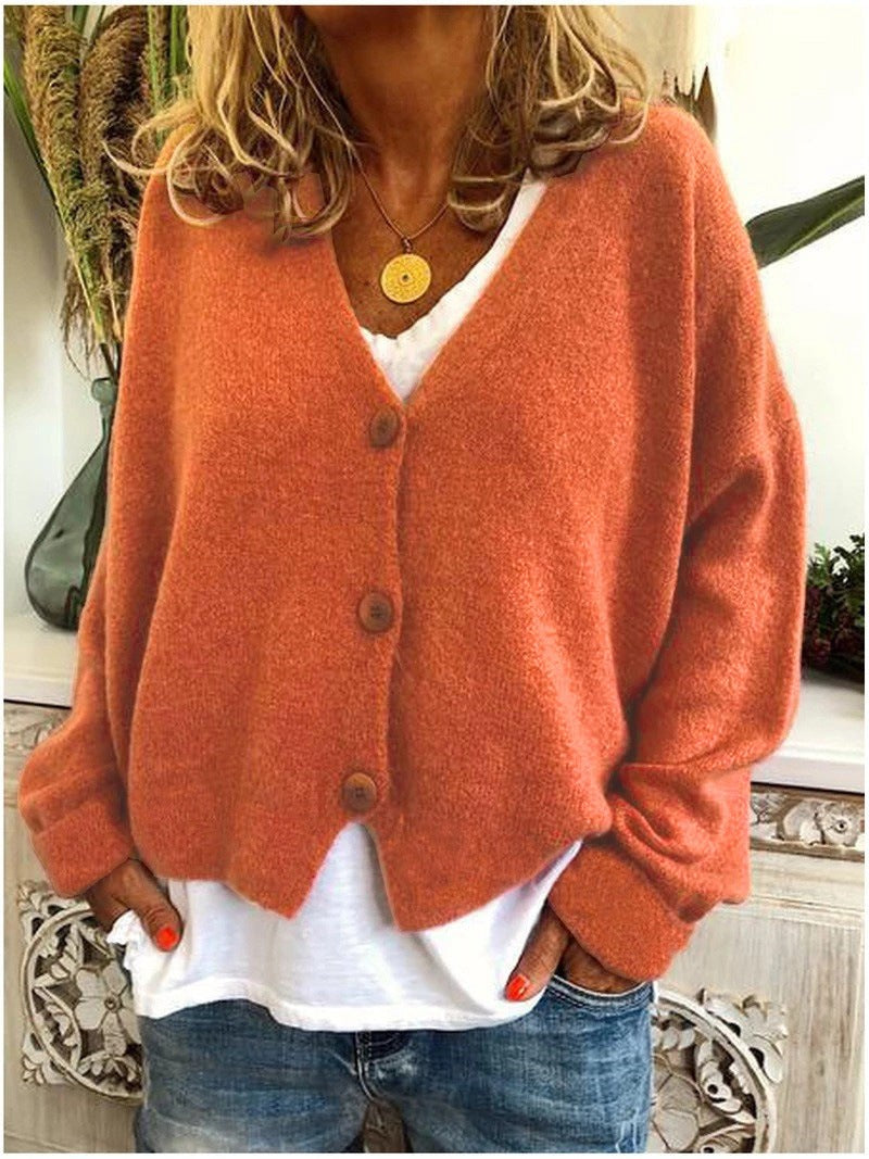 Orange relaxed v-neck cardigan