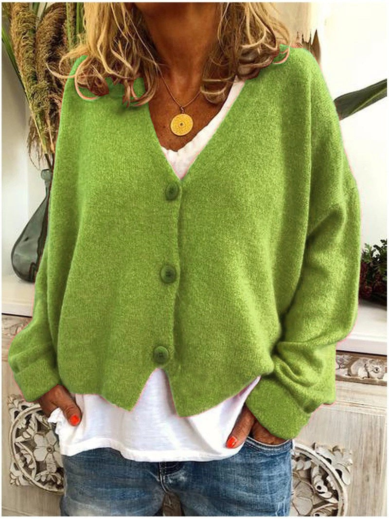 Lime Green relaxed v-neck cardigan
