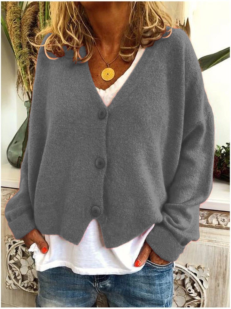 Grey relaxed v-neck cardigan