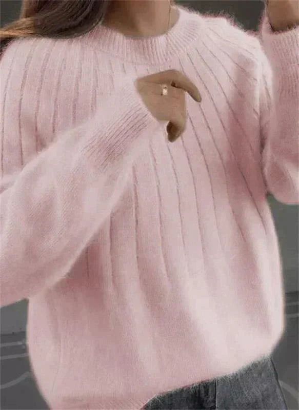 Light Pink ribbed crew neck jumper