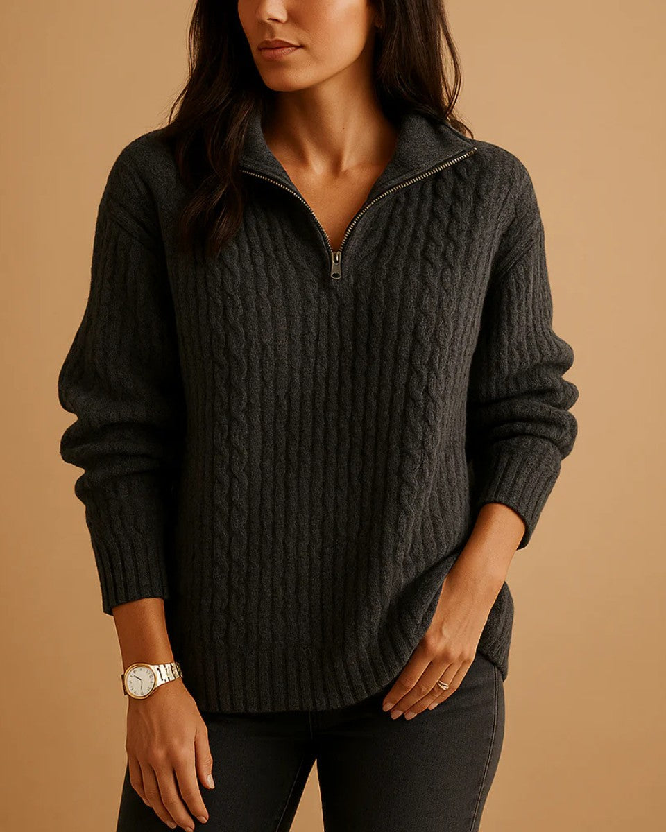 Dark Grey ribbed half zip jumper