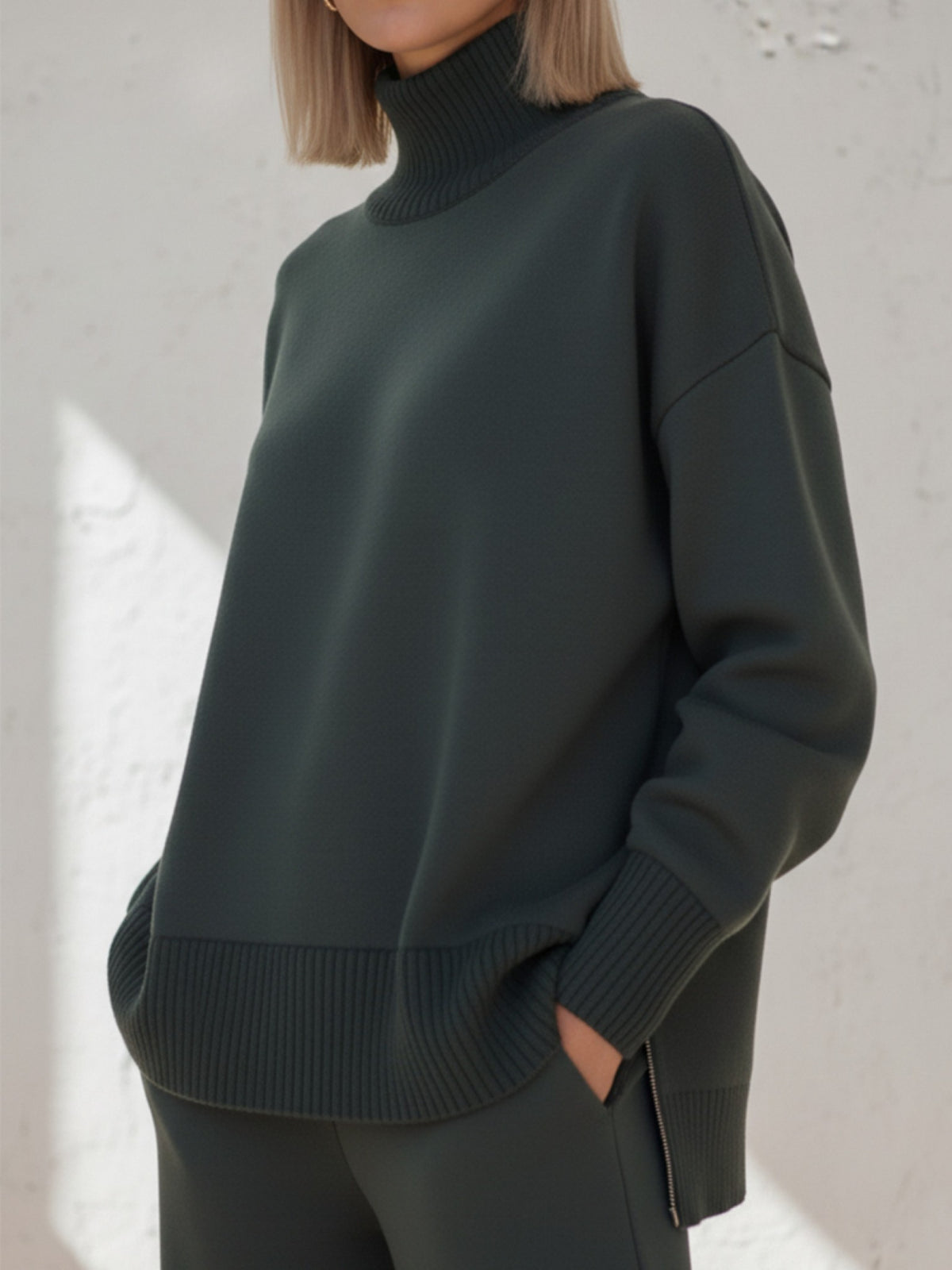 Roll neck knit loungewear set