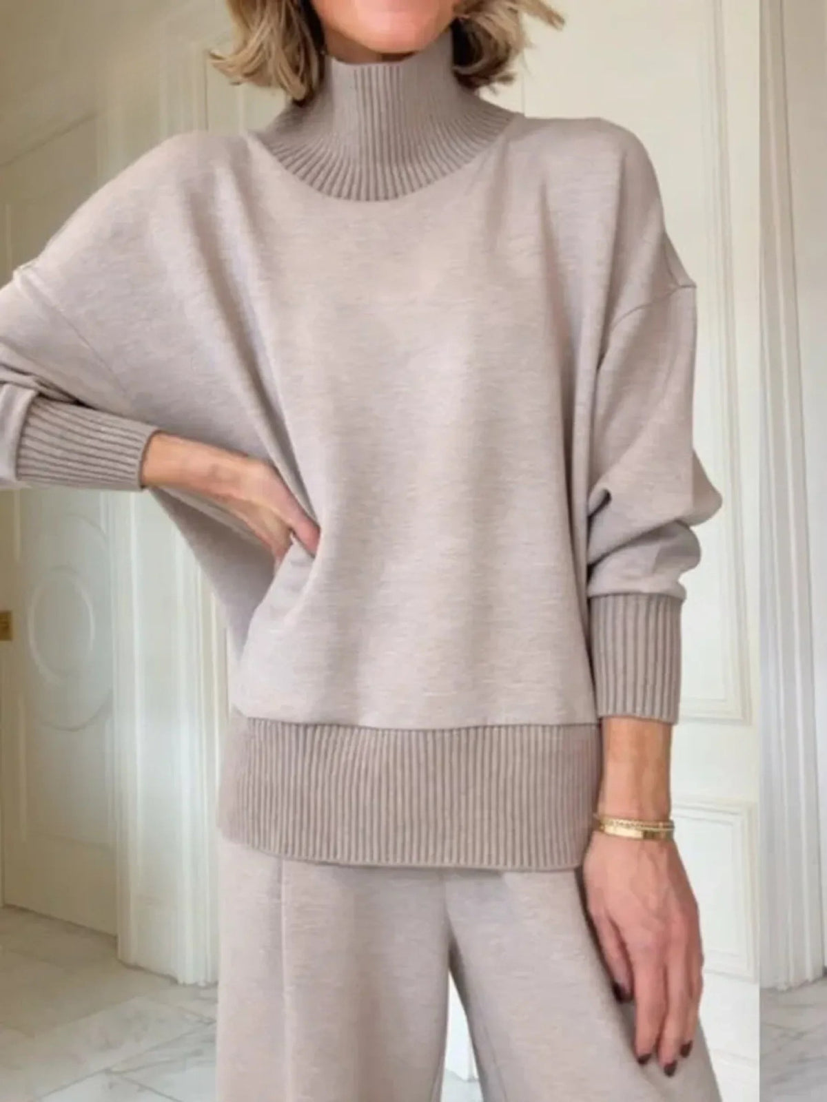 Roll neck knit loungewear set