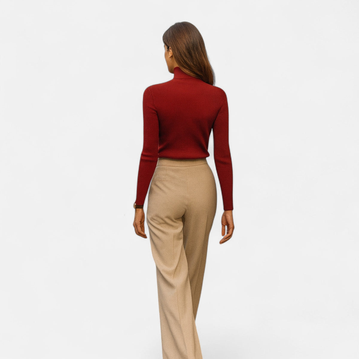 Slim ribbed roll neck jumper
