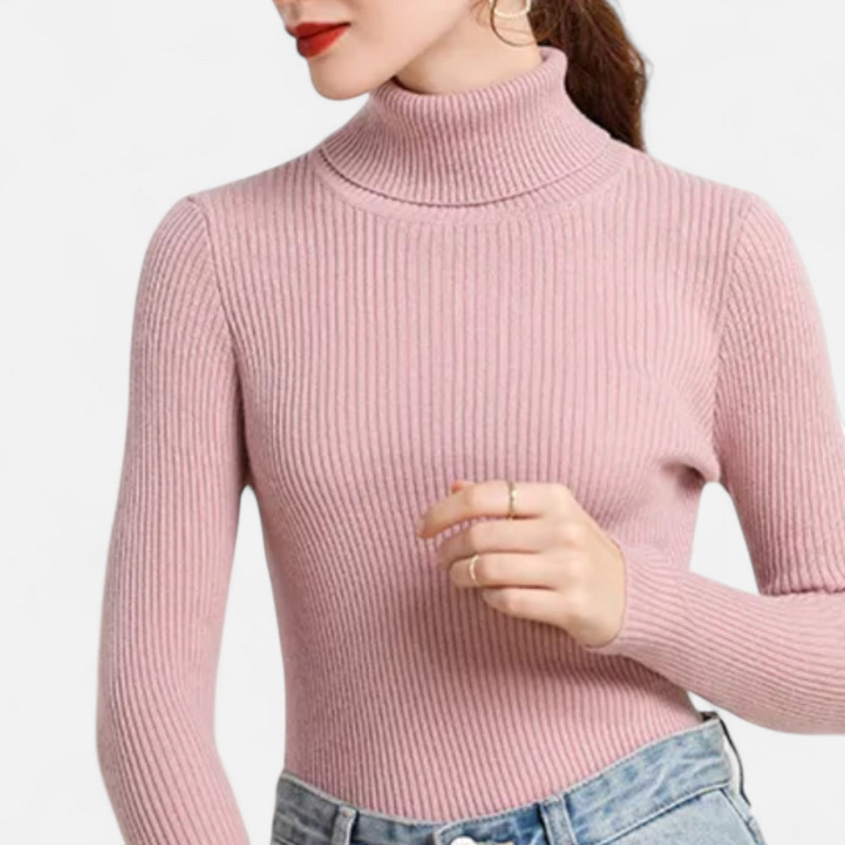 Slim ribbed roll neck jumper