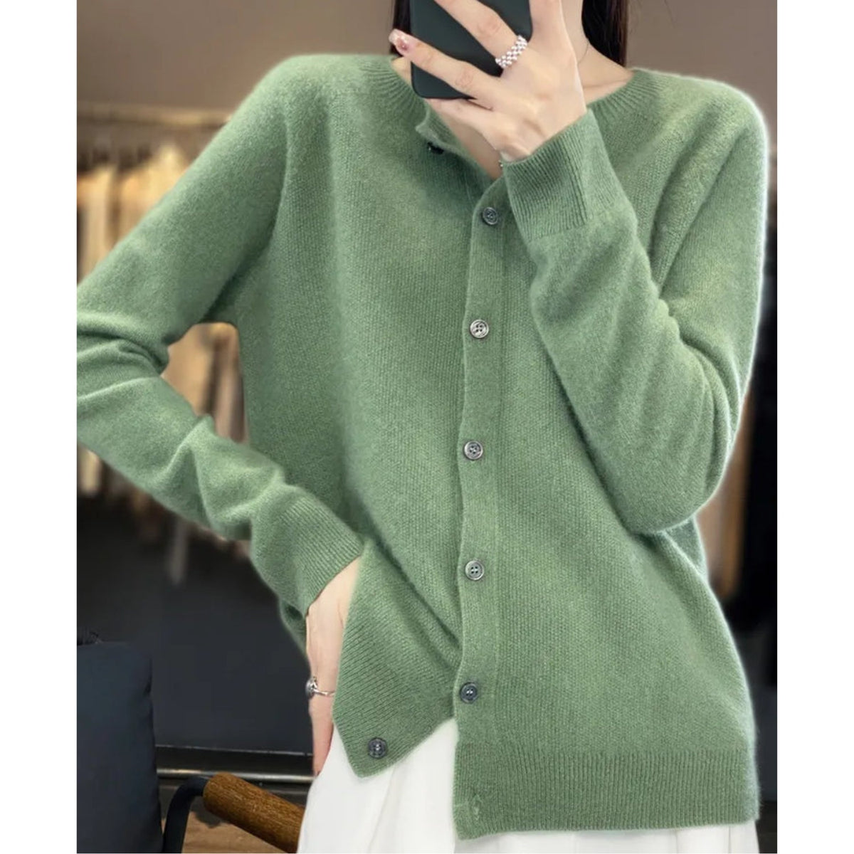 Sage Green soft knit button cardigan