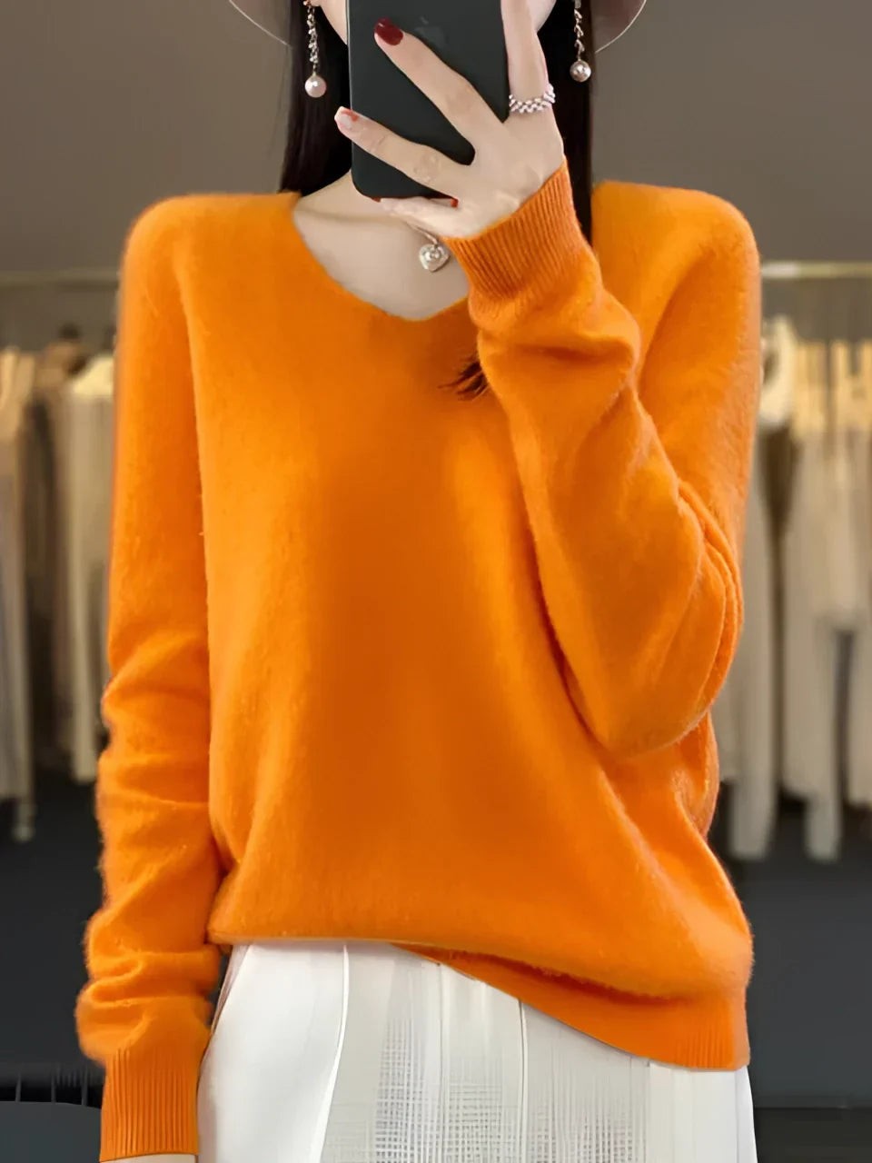 Orange soft round neck jumper